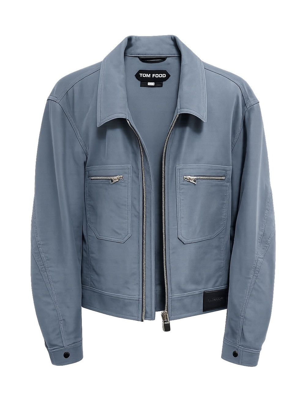 Tom Ford Light Slate Blue Zip-Front Shirt Jacket